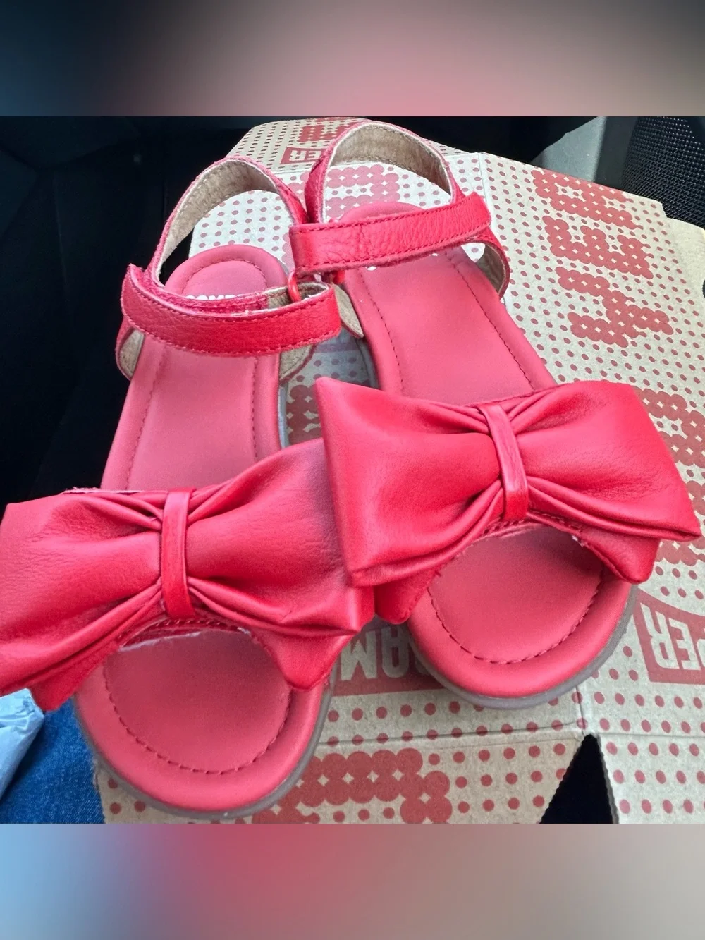 NIB Camper Girls Red Bow Sandals Size 11